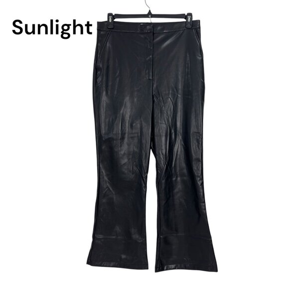 ASOS Design Black Faux Leather Flared Pants Women’s Size US 12 - Picture 1 of 12